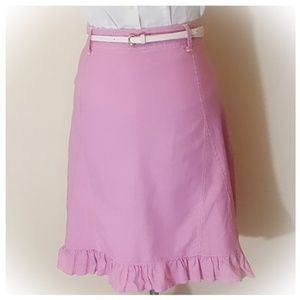 New Pink A Line Skirt Ruffle Hem